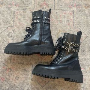 Zara Platform Moto Combat Boots